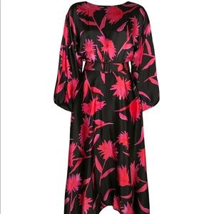NWT Saloni Kim-b belted floral-print midi dress